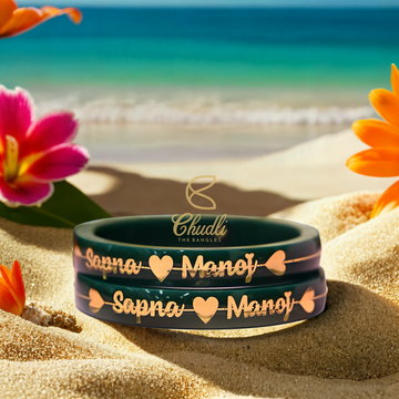 Pack Of 2 18 Carats Gold Bangles For Women - Custom Bangles Green