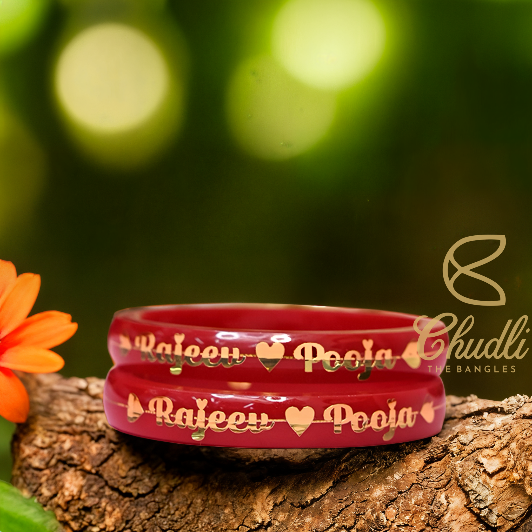 Red 18 Carats Gold Bangles For Women